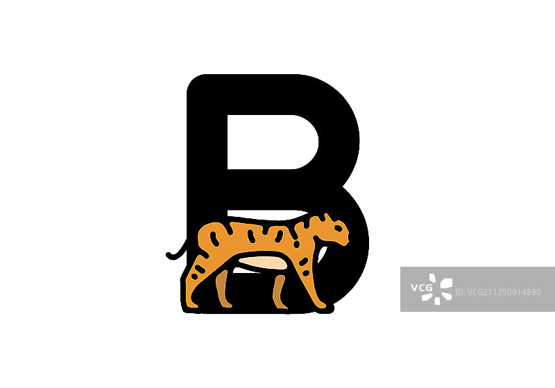 带有字母B的老虎线条艺术图片素材