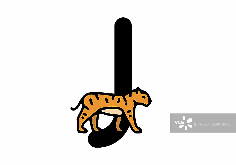 J字母老虎线条艺术图片素材