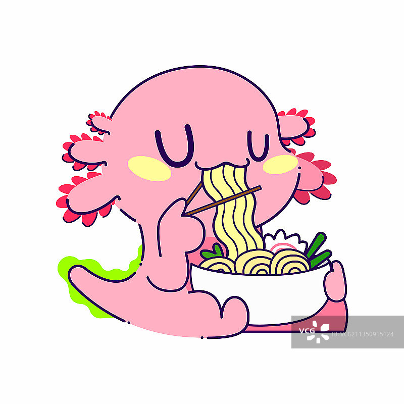 可爱的墨西哥钝口螈吃东西的姿势图片素材