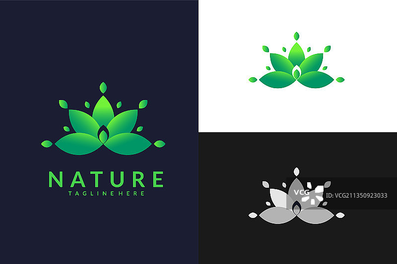 绿色莲花标志设计图片素材