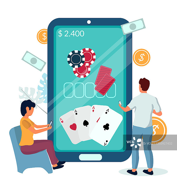 人们玩扑克赌场手机游戏图片素材
