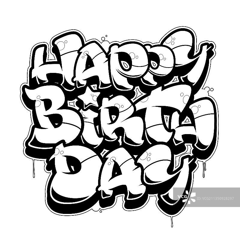 生日快乐涂鸦祝贺卡黑色背景图片素材