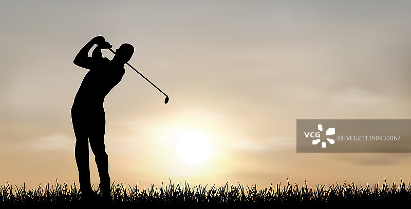 日落时分打高尔夫球图片素材
