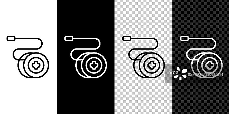 悠悠球玩具黑白图标线条合集图片素材