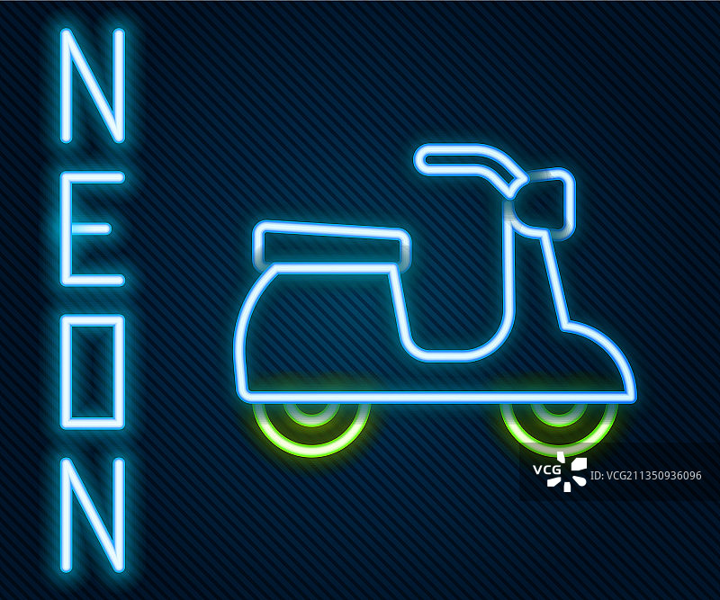 发光霓虹灯线条踏板车图标图片素材