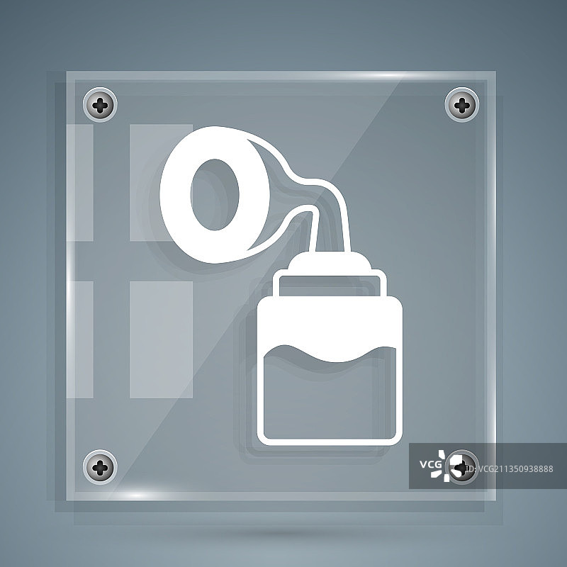 灰色背景上的白色吸奶器图标图片素材