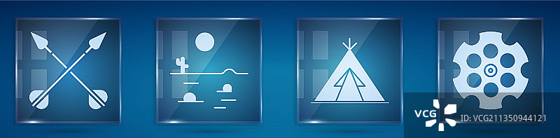 交叉的箭沙漠景观与仙人掌图片素材