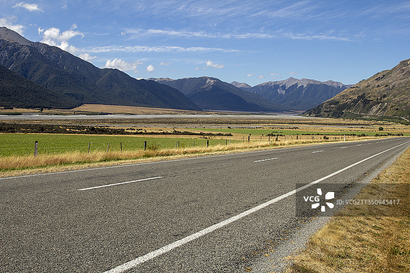 新西兰南岛的荒原公路图片素材