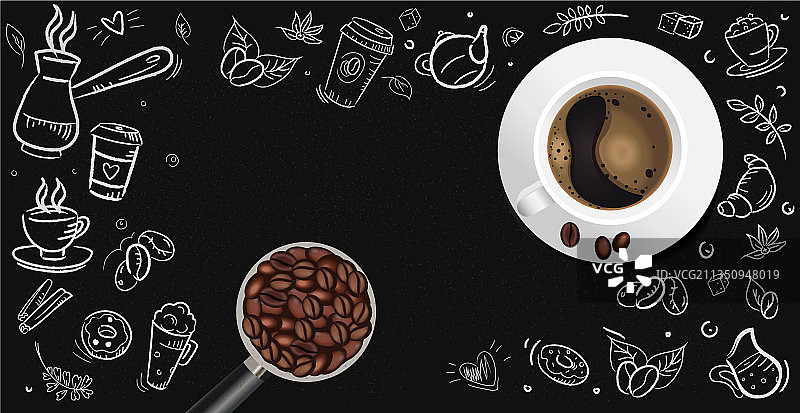 逼真咖啡杯咖啡背景图片素材