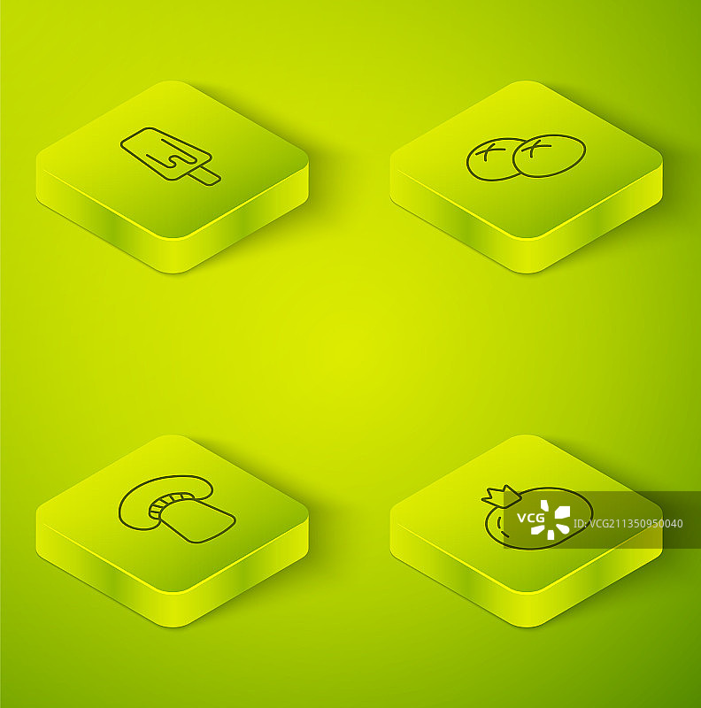 2.5D线条面包蘑菇番茄套装图片素材