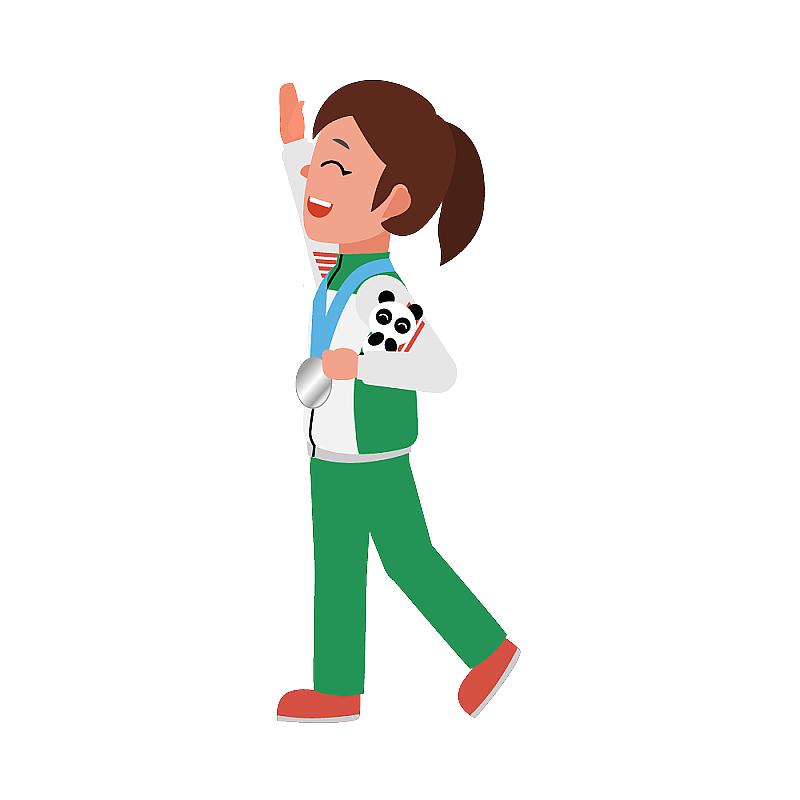 女运动员领奖侧面绿衣图片素材