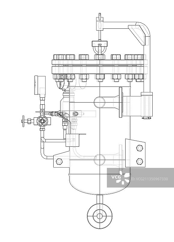 带龙头和压力表的工业空气滤清器图片素材