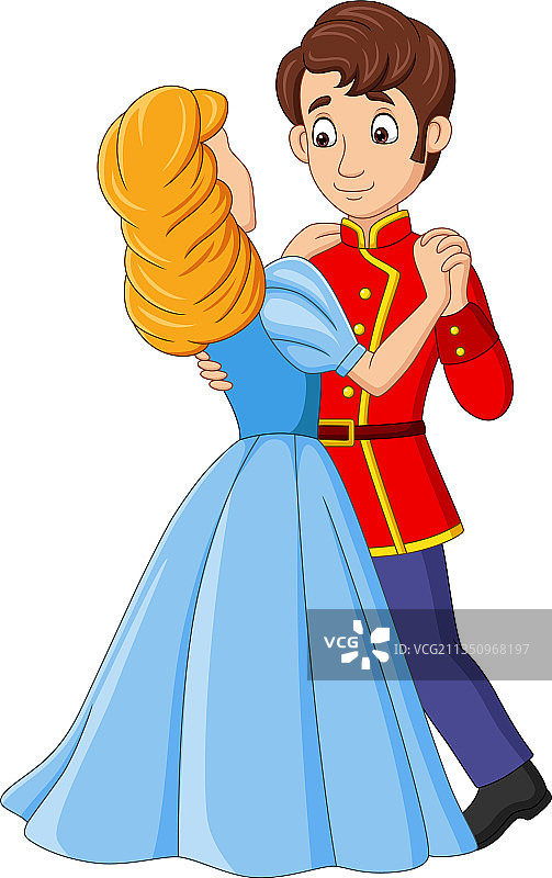 卡通王子和公主跳舞图片素材