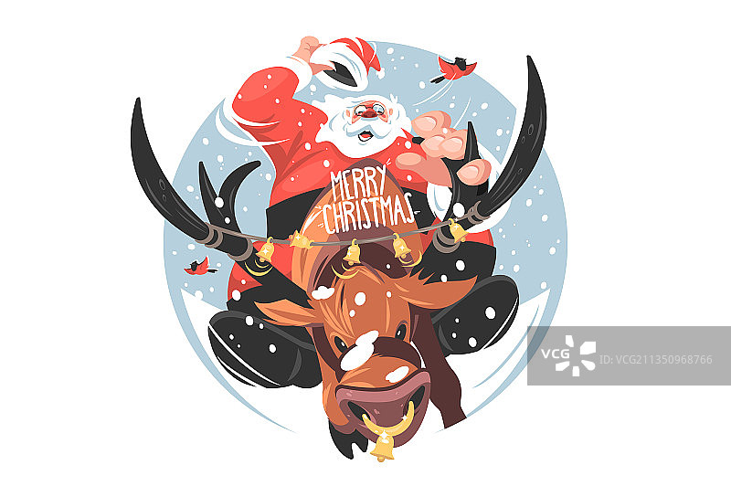 圣诞老人骑着鹿图片素材