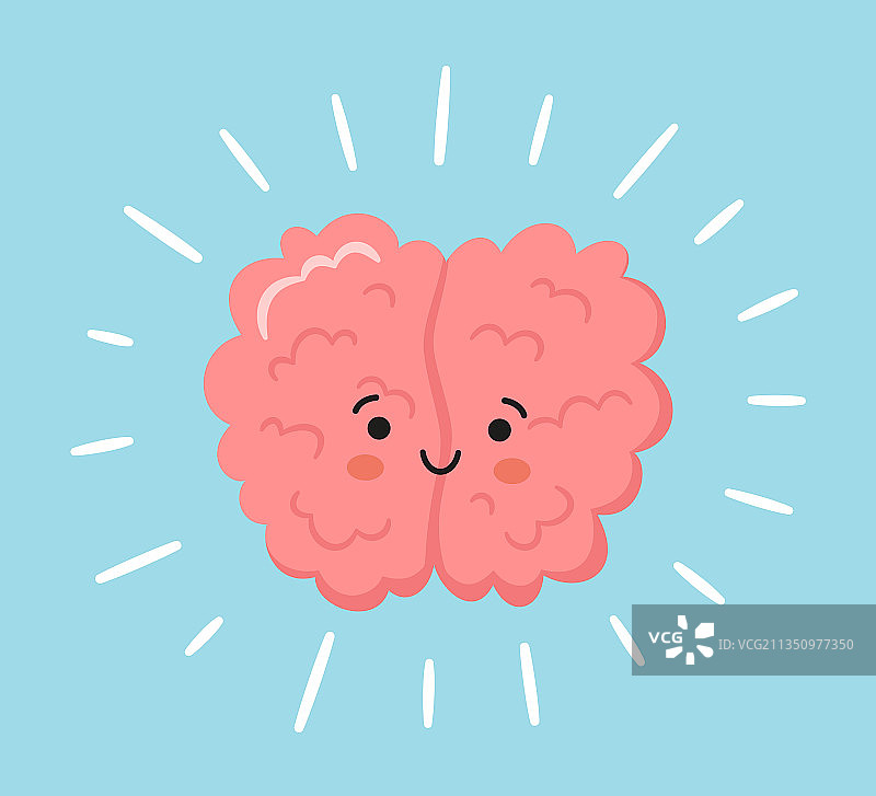 手绘可爱快乐的人脑卡通形象图片素材