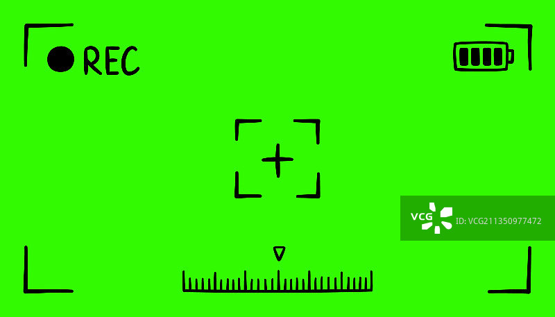 手绘绿色取景器框架图片素材