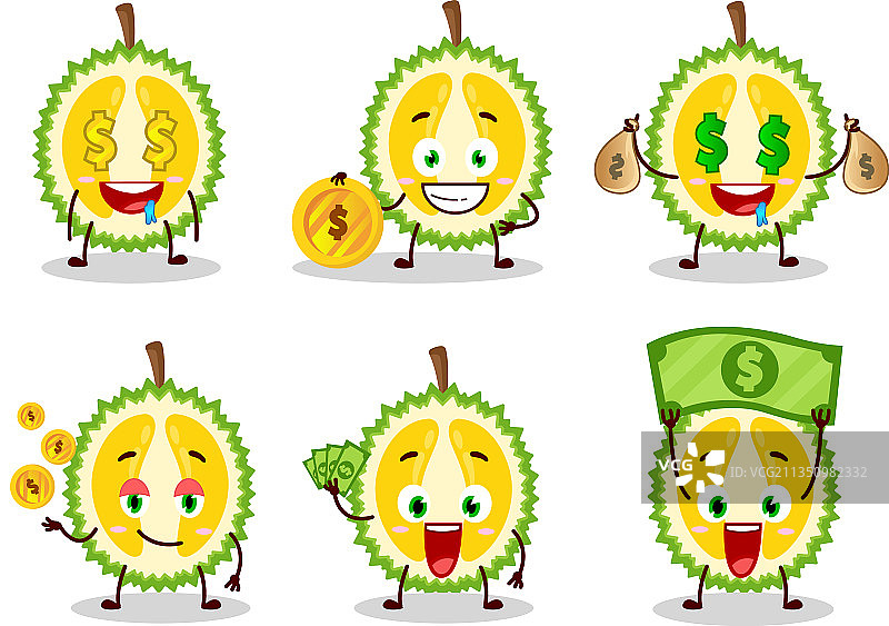 可爱的榴莲卡通人物切片图片素材