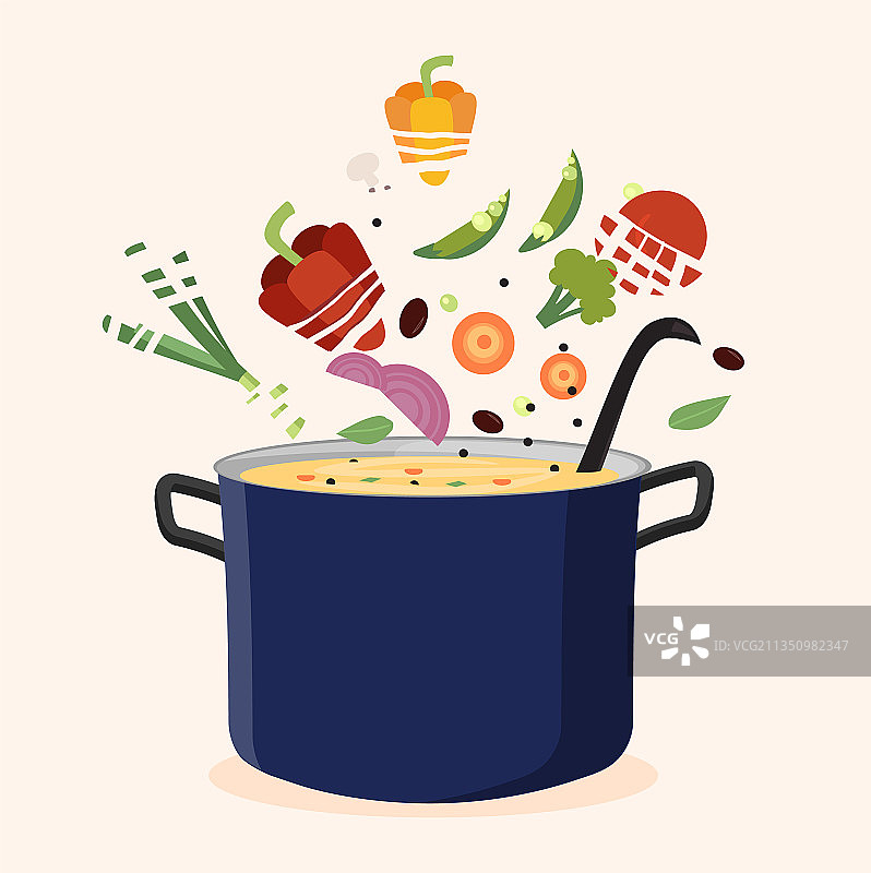 不锈钢锅烹制的汤图片素材