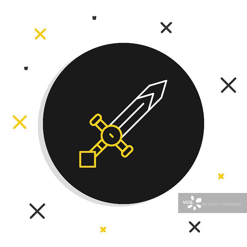 白色背景上的线性中世纪剑图标图片素材