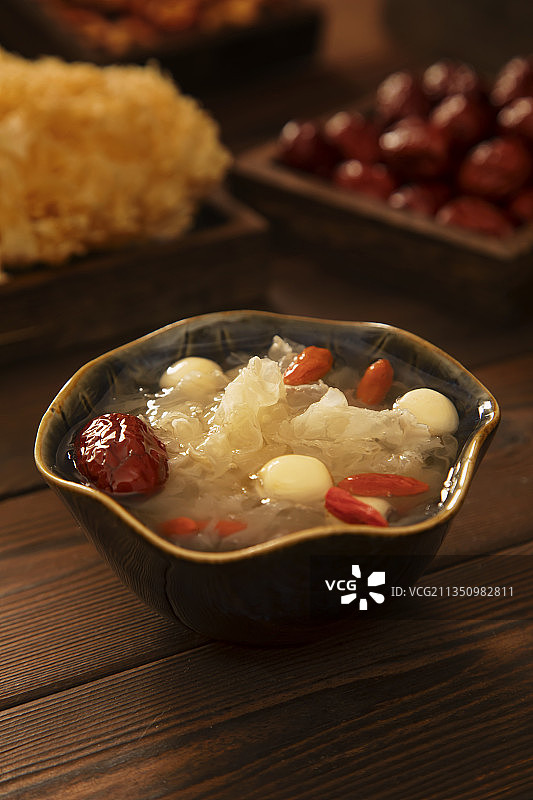 丰富的,银耳莲子羹,材料,中国食品图片素材