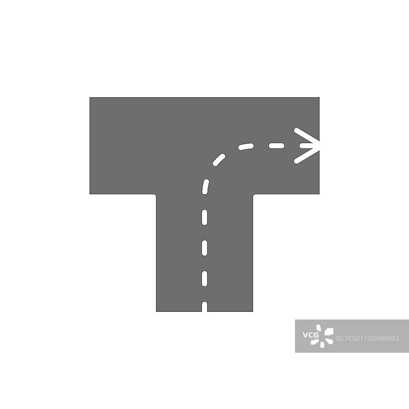 有右转指示的道路交叉口图片素材