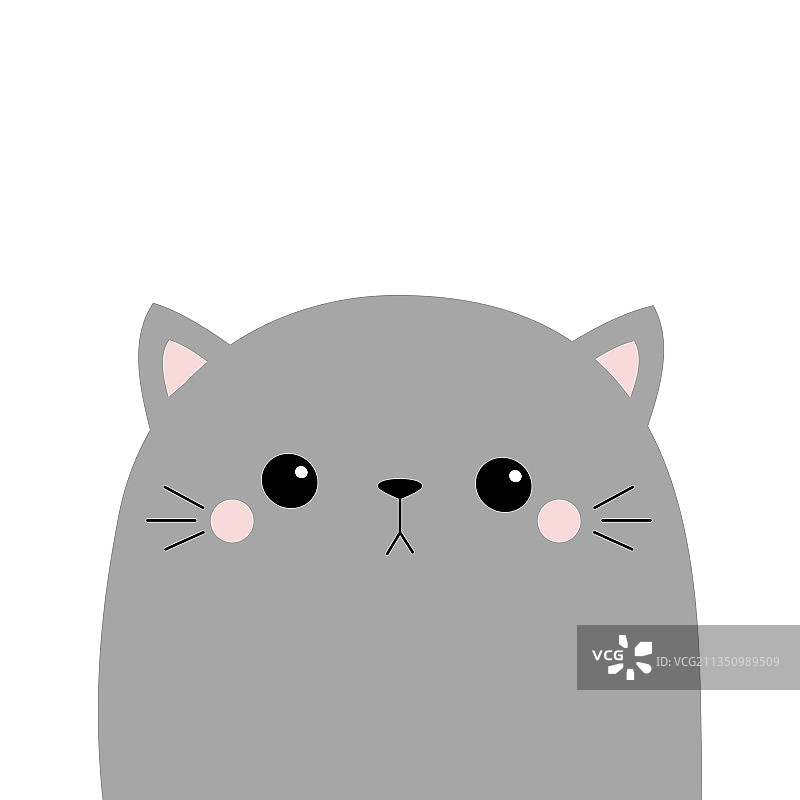 可爱猫脸头像灰色剪影图片素材