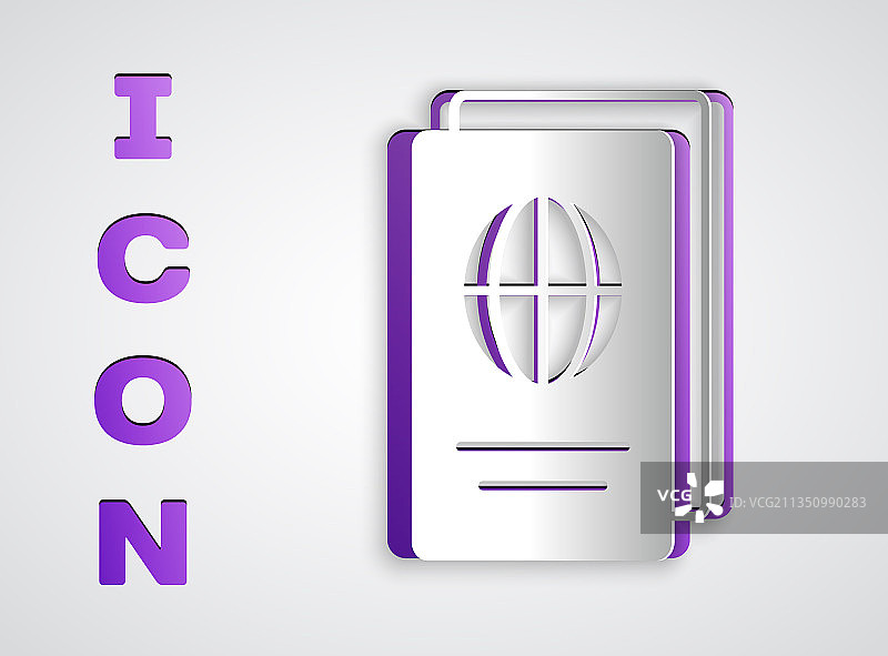 剪纸风格带生物识别数据的护照图标图片素材