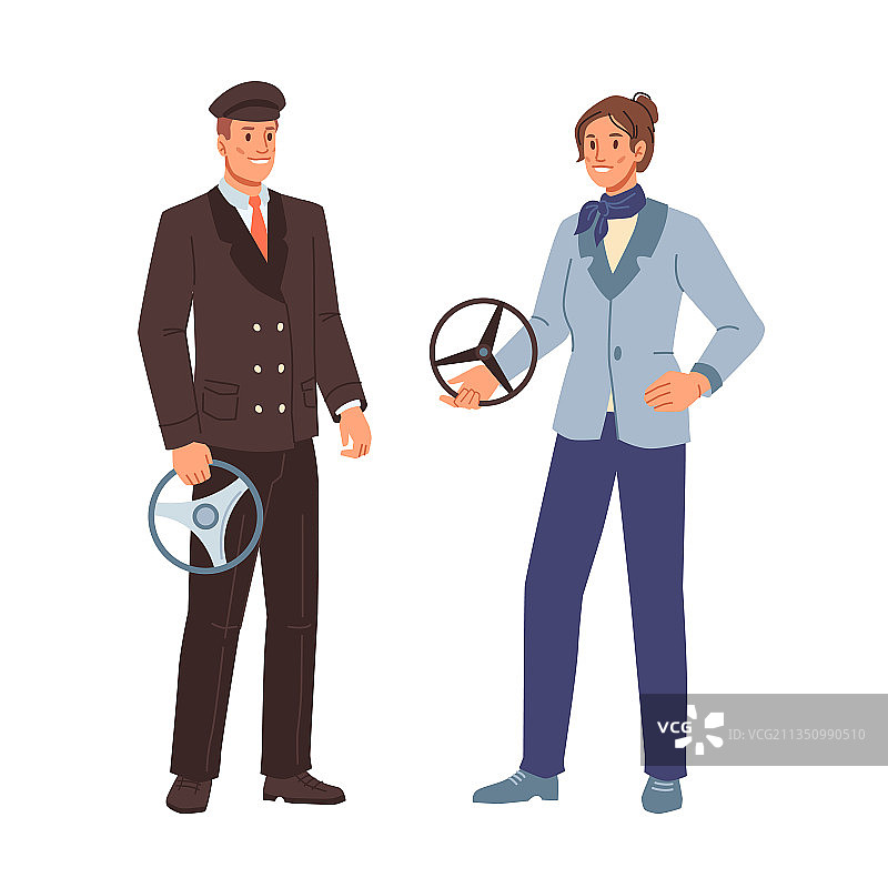 穿制服的男女司机或出租车司机图片素材