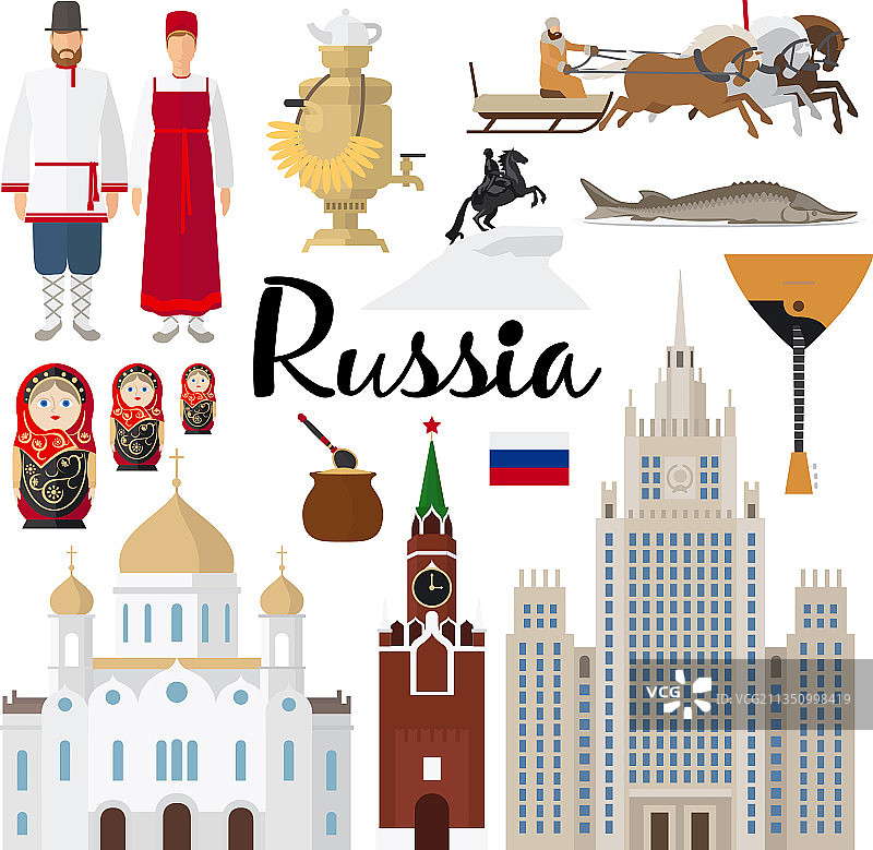 俄罗斯地标和传统服饰合集图片素材