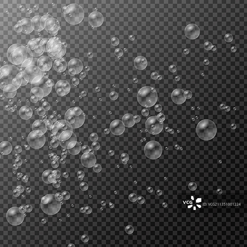 一组逼真的彩色肥皂泡图片素材