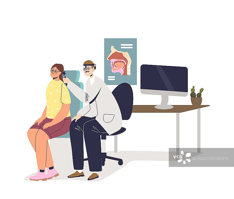 耳鼻喉科医生检查女病人图片素材