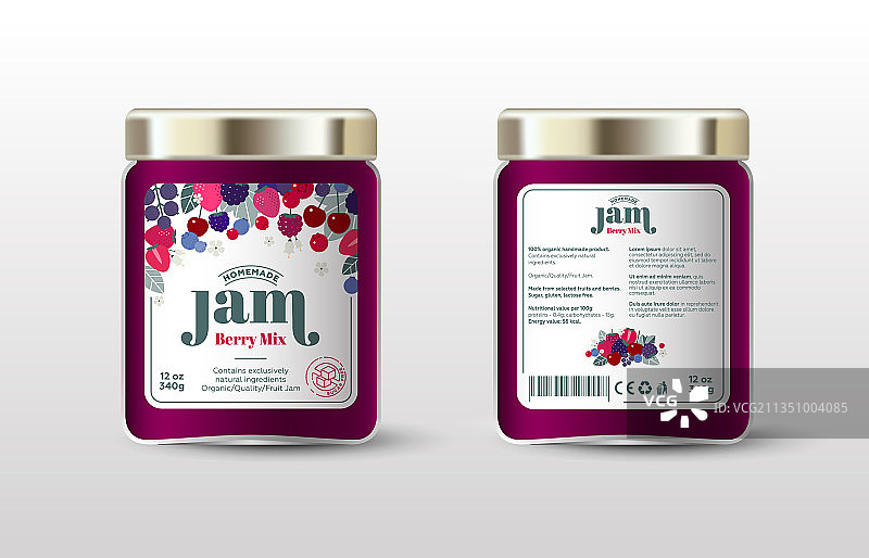 混合浆果果酱标签罐包装无糖图片素材