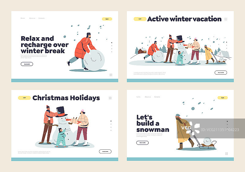 制作雪人概念落地页设计图片素材