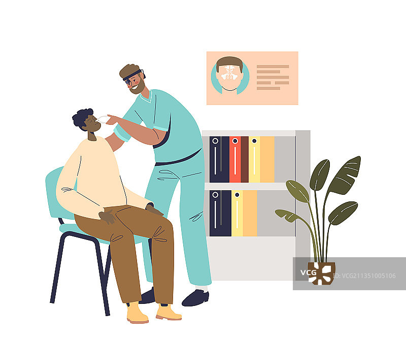 耳鼻喉科医生检查病人鼻子图片素材