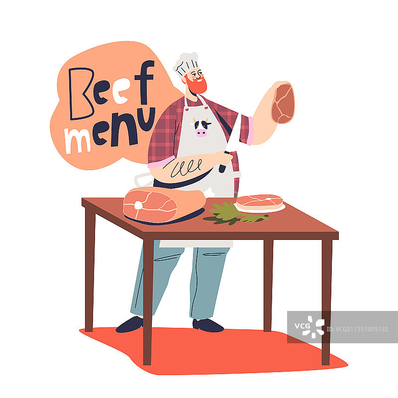 男厨师正在制作牛排和肉类菜肴图片素材