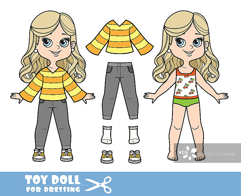 卡通金发内衣女孩图片素材