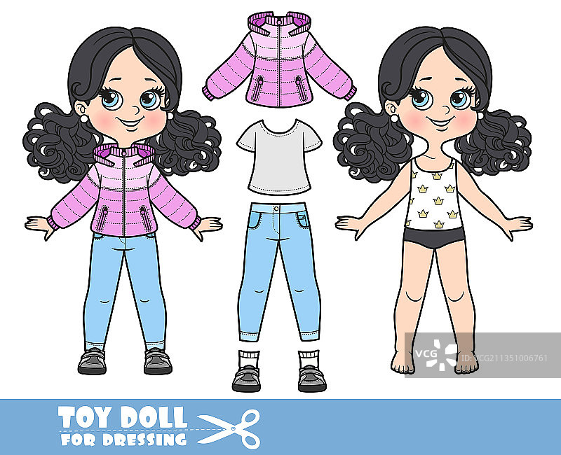 卡通女孩扎着黑色马尾辫图片素材