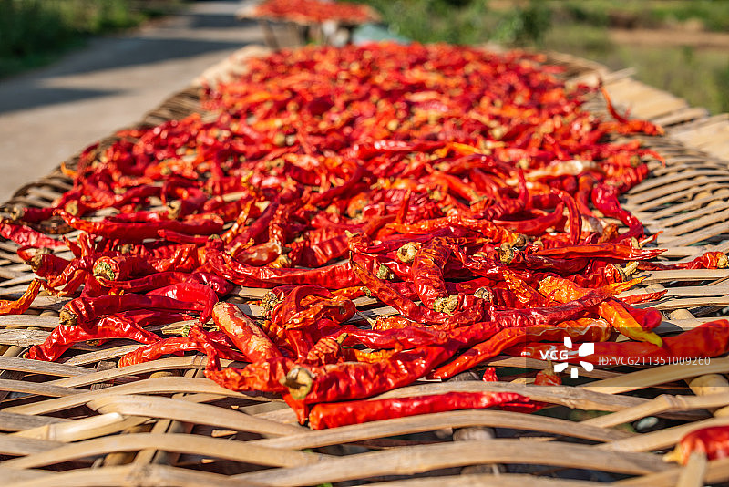 秋天晒辣椒图片素材