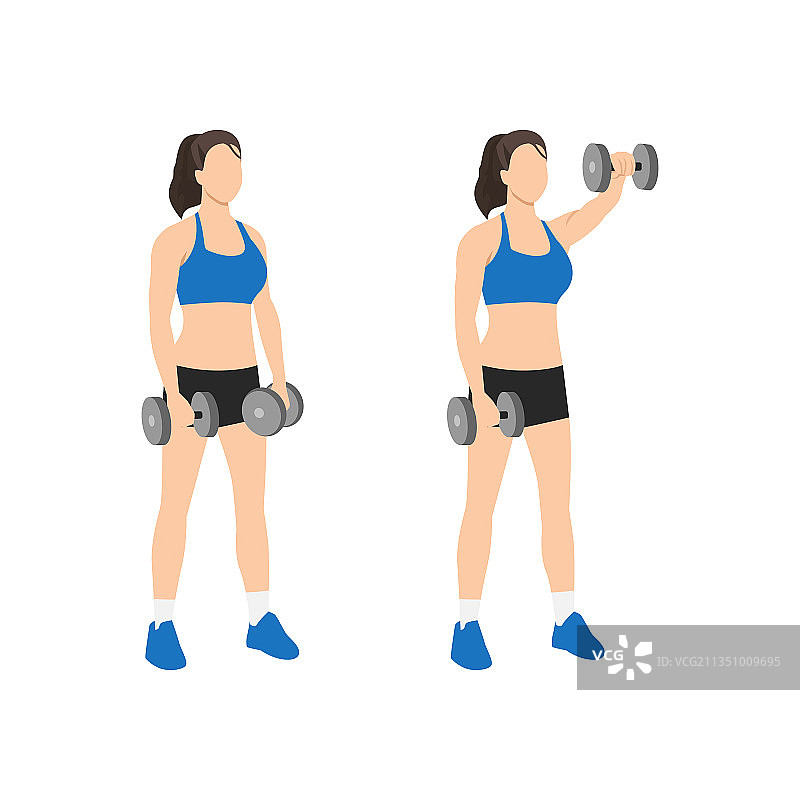 女人做前平举哑铃图片素材