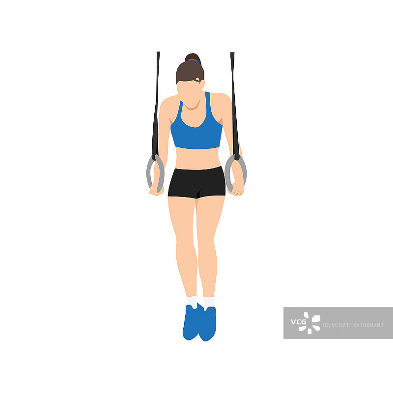 做吊环支撑练习的女人图片素材