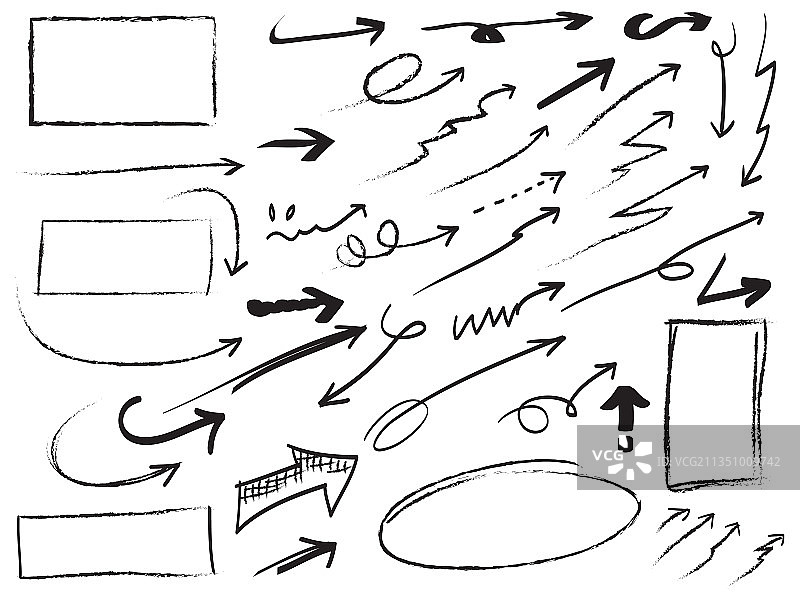 手绘箭头矩形和圆形漫画图片素材