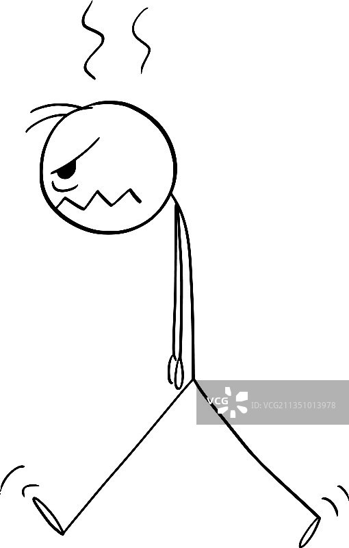 愤怒的人走路卡通火柴人图片素材