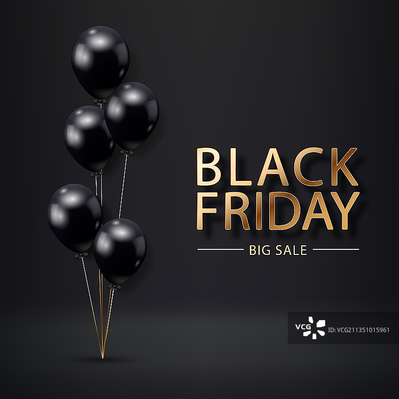 黑色星期五促销海报，带逼真气球图片素材