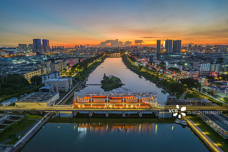 深圳茅洲河 燕罗湿地公园 洋涌河 深圳夜景 深圳风光图片素材