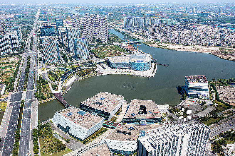 浙江宁波慈溪市文化商务区明月湖图片素材