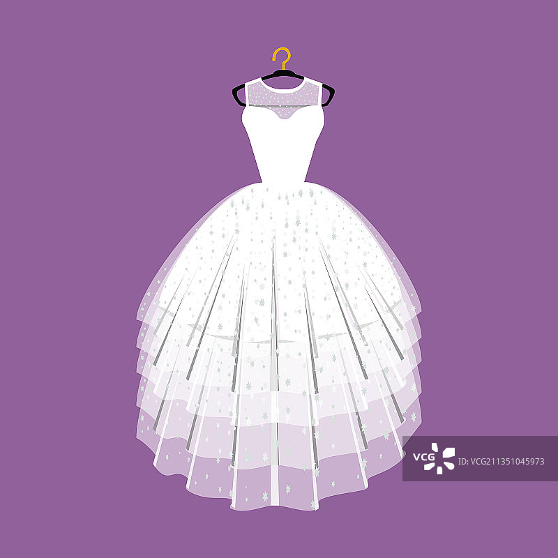 美丽的婚礼礼服挂在衣架上图片素材