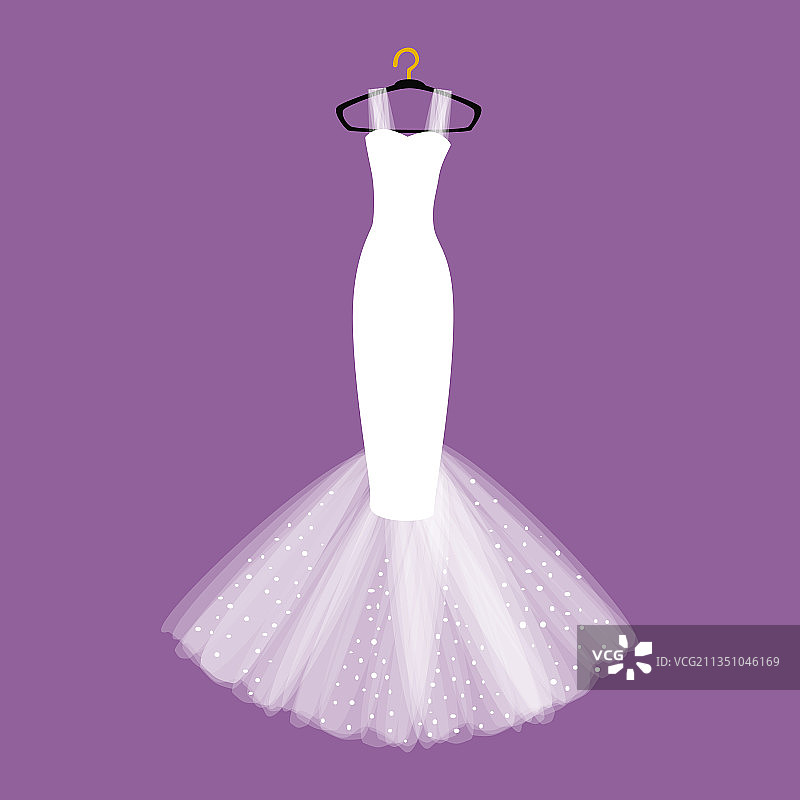 衣架上美丽的婚礼长裙图片素材