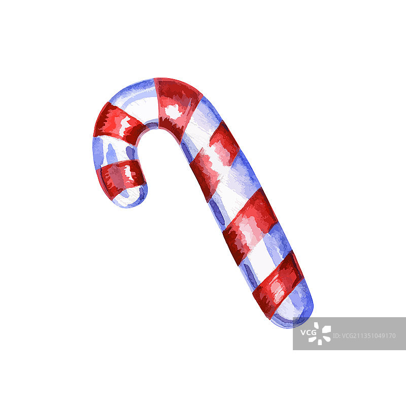 条纹棒棒糖圣诞节水彩图片素材