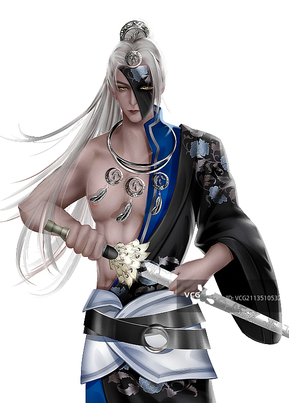 中国风古风男性将军插画图片素材