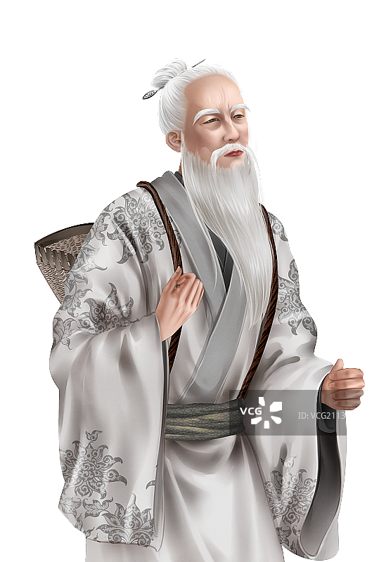 中国风古风男性老年神医插画图片素材